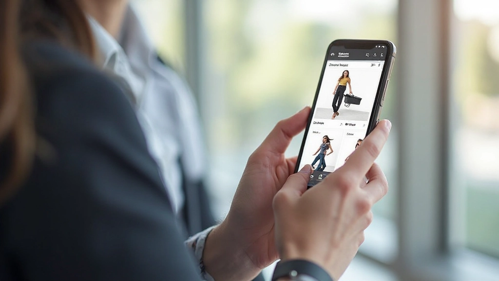 Telemóvel exibindo catálogo de produtos responsivo de e-commerce com menu de navegação otimizado